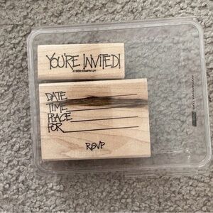 Stampin' Up! Dot Invitation set 2 Wood Stamp 1999 RSVP Retired You're Invited